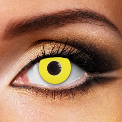 Partylens® gele kleurlenzen - Yellow Out - zachte jaarlenzen met lenshouder - Halloween - Cosplay