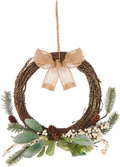 JJA - Natuurlijke ophangkrans kleine strik 36 cm eucalyptus