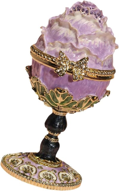 Metalen Sierkoffer - Opbergdoos Decoratie - Sieraden Opbergen - Handgepolijst Ontwerp - 13 cm Lengte - Paars