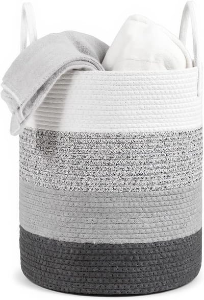 Decoratieve Wasmand van Katoen, Ruimtebesparende Opbergmand voor Vuile Kleding, Dekens en Speelgoed in Slaapkamer en Badkamer