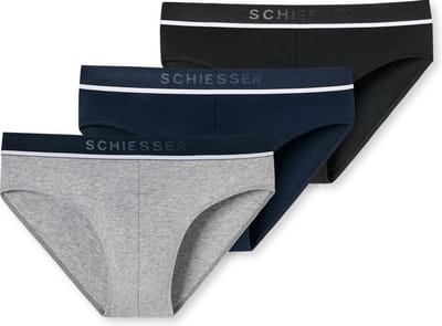 Schiesser Heren Rio Slip Organic - 3 pack - Zwart - Donkerblauw - Grijs Melange - Maat S