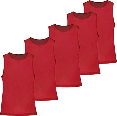 Trainingshesjes rood - 5 stuks - Voetbal hesjes senioren - Maat XXL - Ciclón Sports sporthesjes