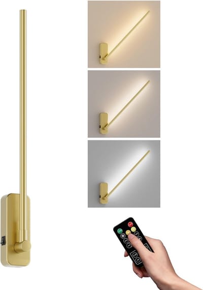 Draadloze Dimbare LED Wandlamp met Afstandsbediening voor Binnen - 3000K - 4W - 360 Graden Verstelbaar
