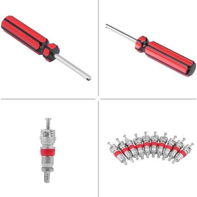 Motorfiets Wiel Band Ventielkern 10 Stuks met Verwijdergereedschap Reparatie Verwijderingskit red