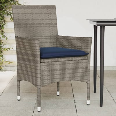 vidaXL - Tuinstoelen - 2 - st - met - kussens - poly - rattan - grijs
