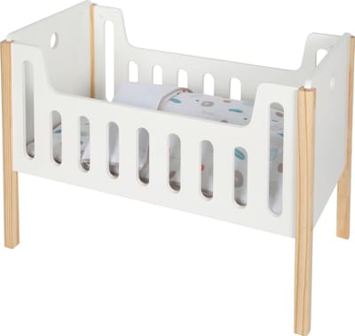 Luxe Poppenbed - Poppenbedje Hout - Poppenhuis Meubels - Grijs