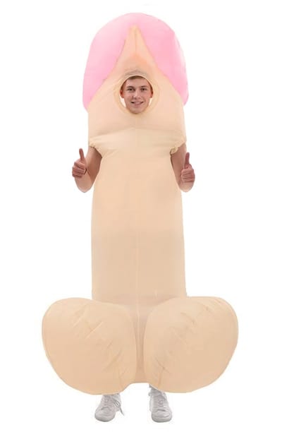 KIMU® Opblaas Kostuum Piemelpak - Opblaasbaar Penis Pak - Penispak Mascotte Opblaaspak - Opblaasbare Piemel Volwassenen Dames Heren Festival