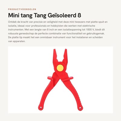 Dailygoods - Mini tang - Tang - Geïsoleerd - 8 inch - 1000V - Robuust - Kunststof - Platte punt tang - Instrument gereedschap - Elektricien - Geel model