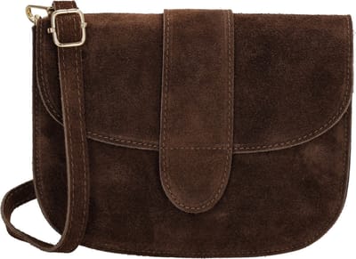 Charm London Anna Schoudertas - Crossbody - Suede - Leer - Leren Dames Tas - Donkerbruin