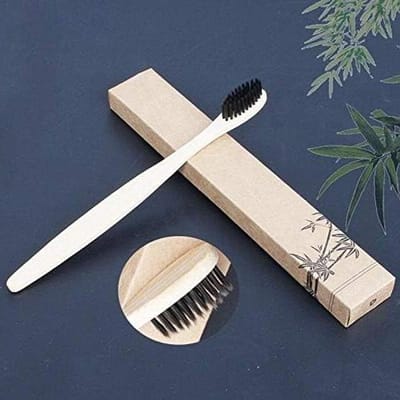 Tandenborstel Bamboe - Milieuvriendelijke Borstel - Dagelijkse Mondhygiëne - Zachte Haren Ontwerp - 18 cm Lengte - Zwart