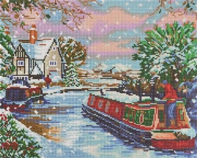Diamond Painting Crystal Art - Snowy Canal - 40x50 cm  - full painting
