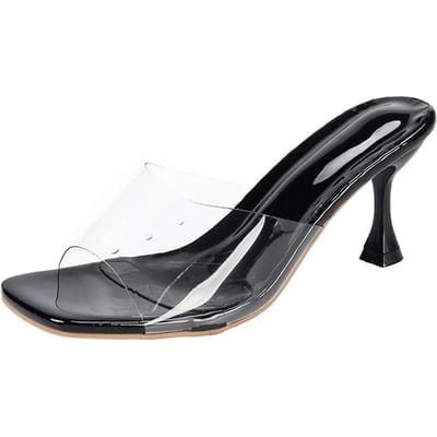Hete Zomer Pumps Sandalen PVC Jelly Slippers Open Teen Hoge Hakken Vrouwen Transparante Plexiglas Schoenen Hak Helder 43 zwart