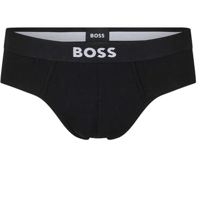 Boss Katoenen herenslip met logo (set van 3) (Zwart)
