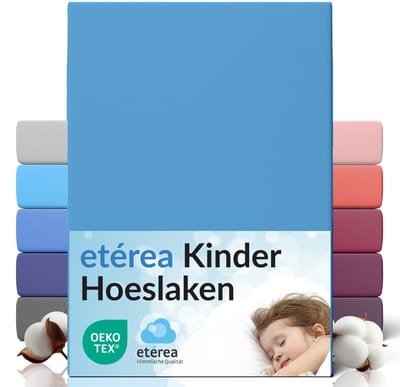 etérea Jersey Hoeslaken 60x120 - 70x140 cm Oekotex Made in Green - 100% katoen - Lichtblauw