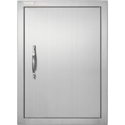 VEVOR Grilltoegangsdeur, 407 x 559 x 46 mm, enkele deur voor buitenkeuken, vlak gemonteerde deur van roestvrij staal, verticale wanddeur met handgreep, voor grill-eiland, grillstation, buitenkast, enz.