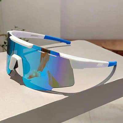 1/2 Stuks Mode Monoblock Anti UV Sportzonnebril Mannen Vrouwen Oversized Spiegel Glazen voor Fietsen Buiten as picture shows