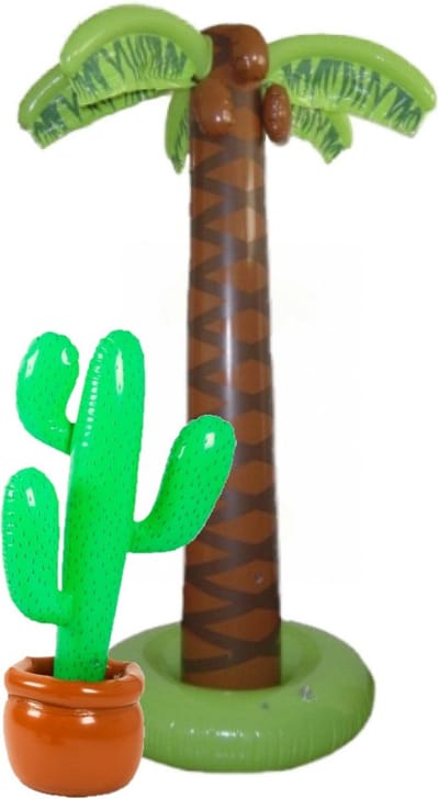 Tropische feestversiering - 2 stuks - opblaasbaar palmbomen-cactus - 165 cm en 85 cm - Voor fun en thema party