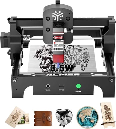 ACMER S1 Lasersnijmachine Graveermachine 3.5W (3500mW) - Cutter - Engraver - Oppervlakte 130x130mm - Zwart