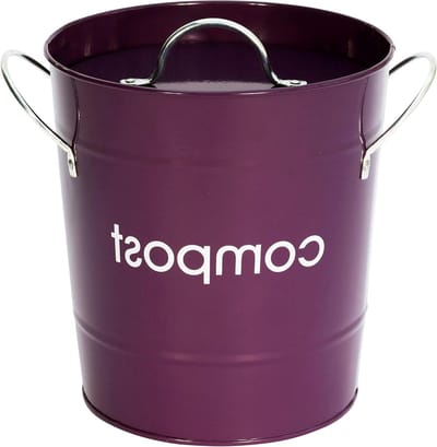Compostemmer - Verzinkt Staal (Gepoedercoat) - Zink Handgrepen - Binnenemmer Kunststof Violet