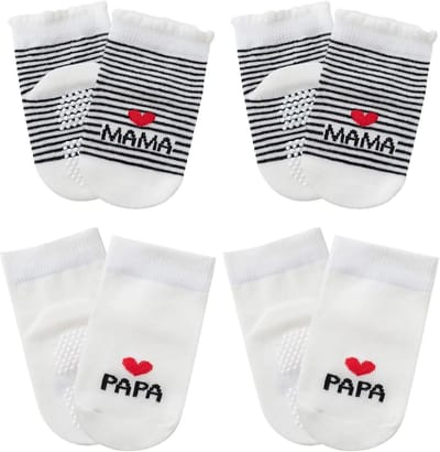 4 Paar Baby Sokken Zacht en Ademend | 0-12 Maanden Unisex Sokjes