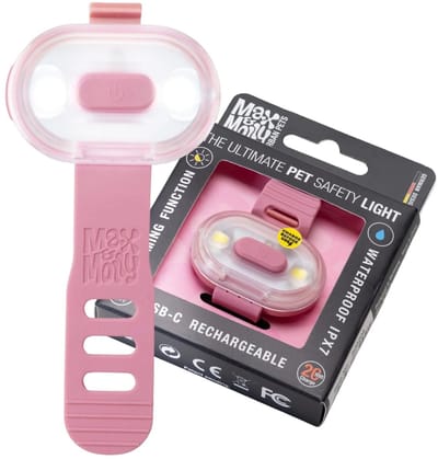 Max & Molly Matrix 2.0 Ultra LED Safety Light - Rose - oplaadbaar lichtje voor aan halsband/tuig hond