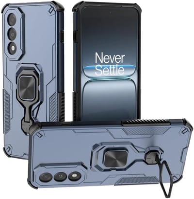 MobyDefend Hoesje - Geschikt voor OnePlus Nord 5 - Dubbelgelaagde Pantsercase Met Standaard - Blauw