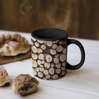 Magische Mok - Foto op Warmte Mokken - Koffiemok - Hout - Boomstammen - Textuur - Magic Mok - Beker - 350 ML - Theemok