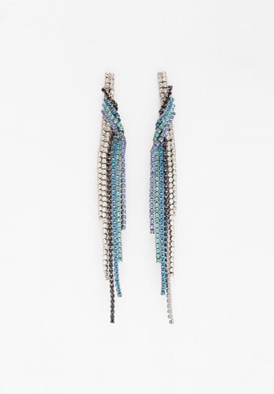 AVANT-GARDE PARIS Bling Dangling Earrings - Kristallen en Rhodium Plated - 1 stuk - Blauw en Zilver