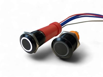 NorTide RVS drukknop/drukschakelaar Zwart 12V / 24V IP67 20Amp hoge stroom | Witte LED