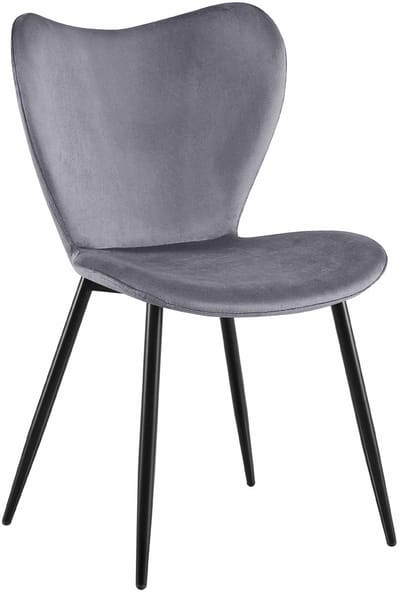 CLP Maika Eetkamerstoel - klassiek - keukenstoel - met rugleuning en zwart metalen frame - maximaal 150 kg - Fluweel/donkergrijs