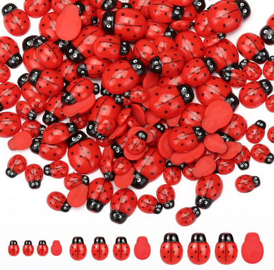 Mini Decoratie Lieveheersbeestjes - Kleine Versieringen - Creatieve Projecten - 180 Stuks 3 Maten - Tot 19mm Groot - Rood Zwart