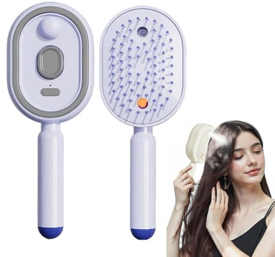 Ulisem - Stoom haarstyler - Elektrische spray kam met massagefunctie - Oplaadbare anti-frizz borstel - Verwijdert pluizig haar en klitten - Zachte ronde tanden - Ergonomisch ontwerp - Cadeau voor haarverzorging - Paars