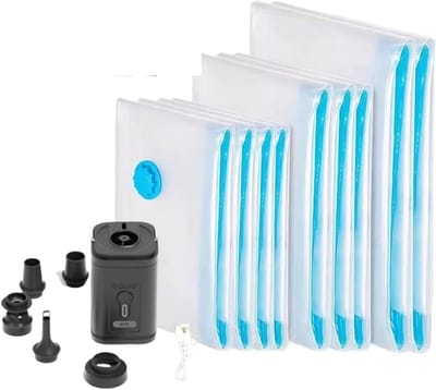Vacuümzakken zakken vacuüm opslag, afdichting kleding organizer, compressie pack tas fit kleding beddengoed - reizen (luchtpomp zwart, 5 stuks)