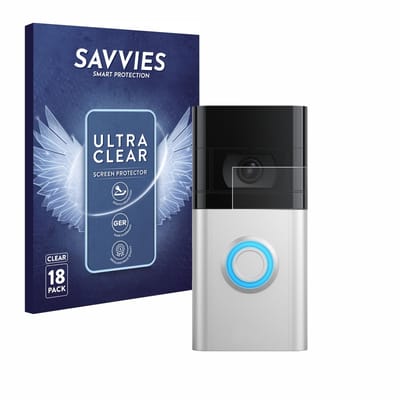 Savvies - Screenprotector voor Ring Video Doorbell 4 / Doorbell 3 - Folie Beschermfolie transparant 18 Stuks