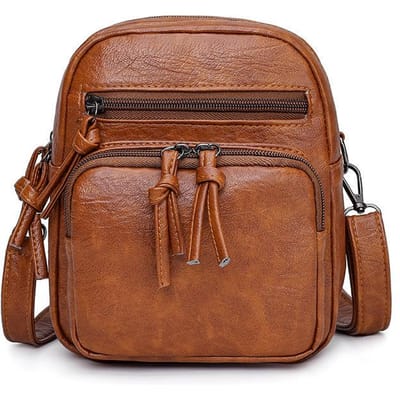 Grande capacité 3 couches femmes sac à bandoulière mode petit sac à bandoulière dames petit sac Vintage en cuir souple femme Mini Bolsa marron