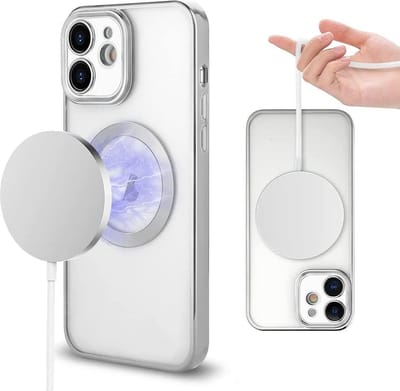 Hoesje Geschikt voor iPhone 12 Magsafe hoes backcover – Lens beschermer – Transparant / Zilver
