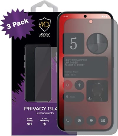 3-Pack MobyDefend Screenprotectors - Geschikt voor Nothing Phone (2a) / Nothing Phone (2a) Plus - HD Privacy Glass Screensavers