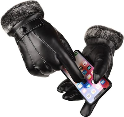 BukkitBow – Luxe Handschoenen met Touch Vinger – Winter Handschoenen – Fietshandschoenen – Met Touch Tip – Touchscreen Handschoenen Geschikt voor op de Fiets / Scooter – Ideaal voor Sporten / Wandelen – Winddicht met Fleece Voering – Heren - Zwart