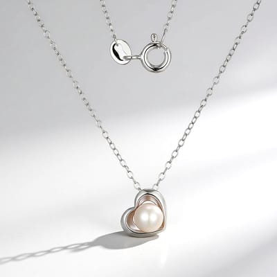 Cavill - 925 Sterling Zilver Halsketting - Gerhodineerd - Witte Zoetwaterkweekparel Rond 5 mm - Elegante Damesketting 45,5 cm - Zilveren Sieraad