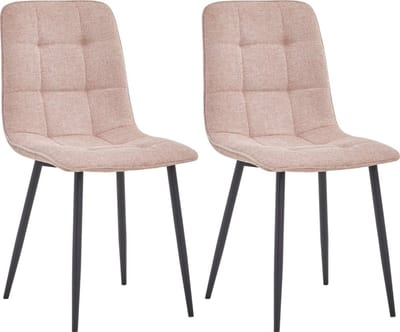 Colenis - Ela Eetkamerstoel - Set Van 2 - Roze - Linnen - Design