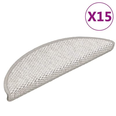 vidaXL - Trapmatten - zelfklevend - 15 - st - sisal-look - 56x17x3 - cm - platinakleur
