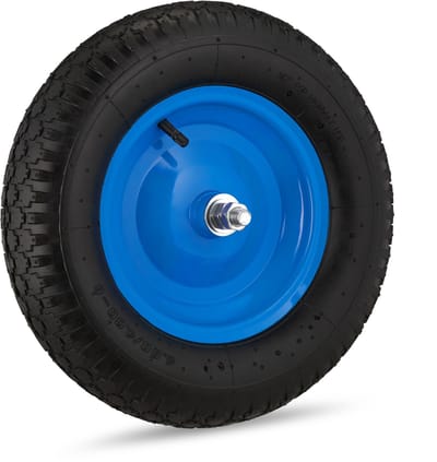 kruiwagenwiel - 4.80/4.00-8 - luchtband - stalen velg - met as - tot 120 kg - zwart-blauw