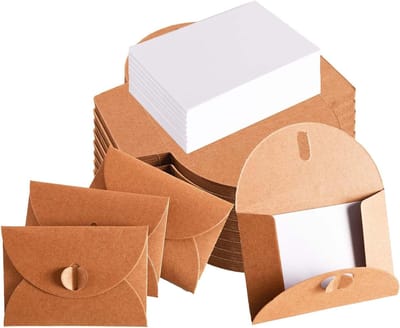 Kleine Kraft Papier Enveloppen met Lege Kaarten, Vintage Mini Enveloppen voor Cadeaukaarten, Uitnodigingen en DIY Bedankkaarten (Set van 20)