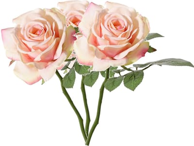 Top Art Kunstbloem Roos de luxe - 3x - roze - 30 cm - kunststof steel - decoratie bloemen