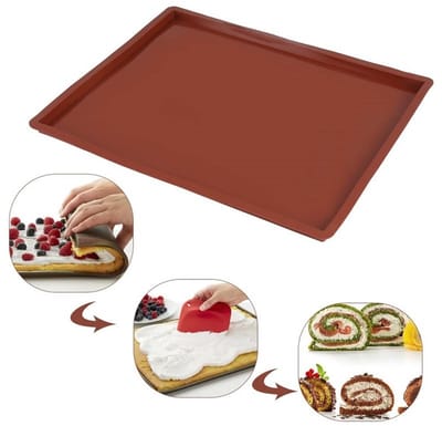 1 stuk Siliconen bakmat - antiaanbaklaag voor eenvoudig losmaken - ovenvaste mat - bakmat - 37,5*30*1,8 cm - geschikt voor bakliefhebbers om cake-rollen, macarons, enz. te maken - bruin.