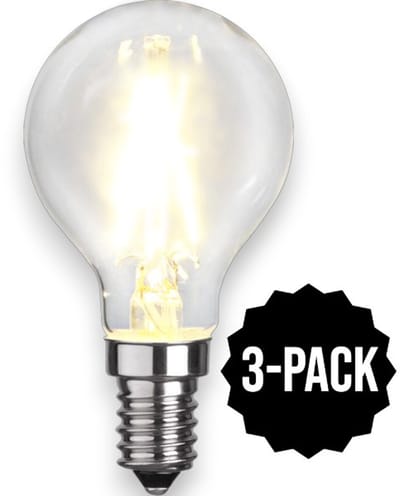 3-Pack | Kogellamp - E14 - 2W - Extra Warm Wit - 2700K - Filament - Helder