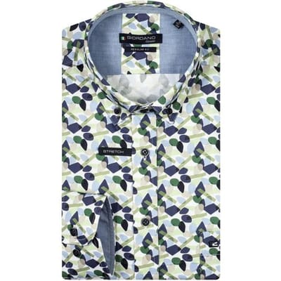 Giordano Overhemd Ivy Button-Down Multi Shapes Fantasy Green-Navy / male