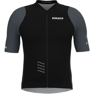 BIORACER Icon Kids - Fietsshirt Zomer - Unisex - Zwart Antraciet - Korte Mouw - Ademend & Aansluitend - Maat 128