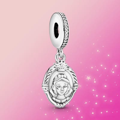 Breloque 925 Blanche-Neige Méchante Reine Miroir Magique Breloque Pendante Bijou Compatible Bracelet de Mode Original Pour Femmes Cadeau Bijou pink