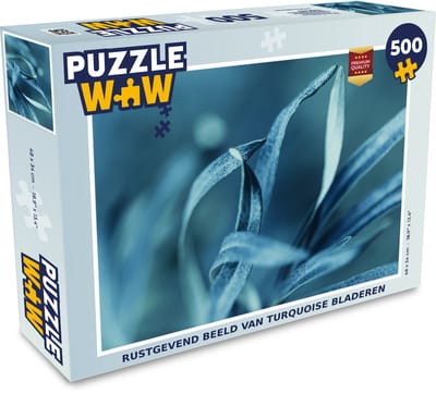 Puzzel Rustgevend beeld van turquoise bladeren - Legpuzzel - Puzzel 500 stukjes
